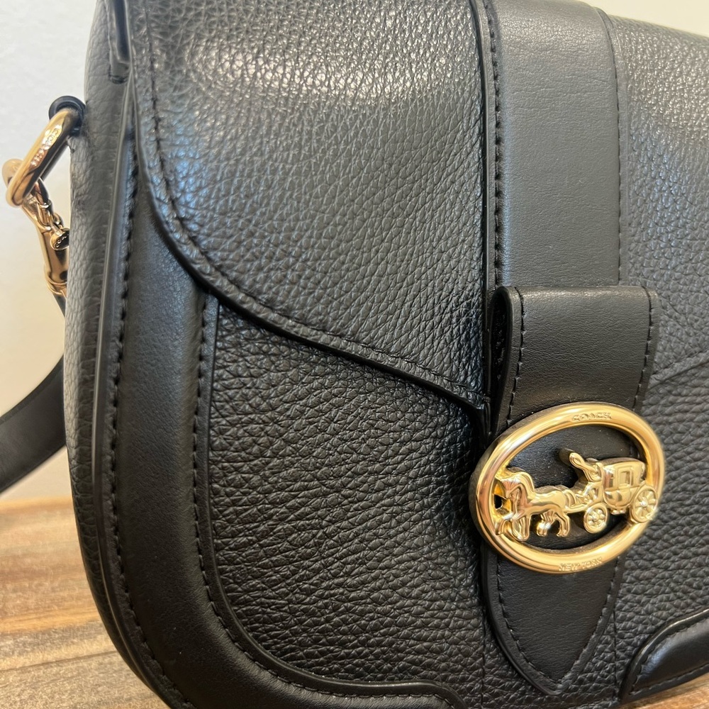 Coach Georgie Saddle Bag Black Crossbody - Picture 3 of 12